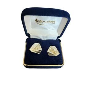 Montana Silversmiths Silver Gold & Black Sunburst Stud Earrings Western Cowgirl